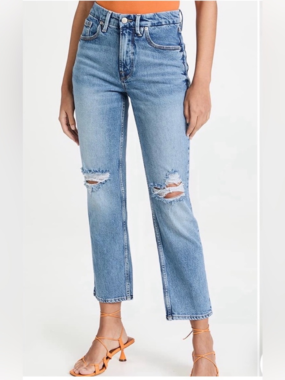Good American Good 90s Straight Leg High Rise Cropped Jeans | Blue | size 2 / 26
